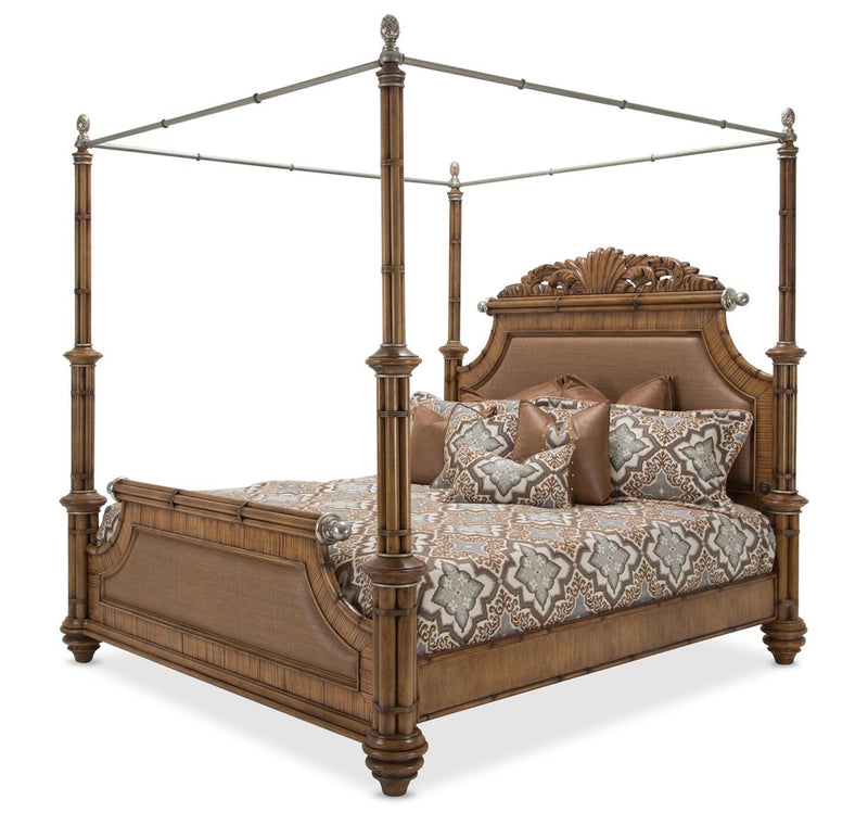 Aico Excursions California King Poster Bed with Canopy Kit in Caramel Cashmere 9081000CK5-109 CLOSEOUT image