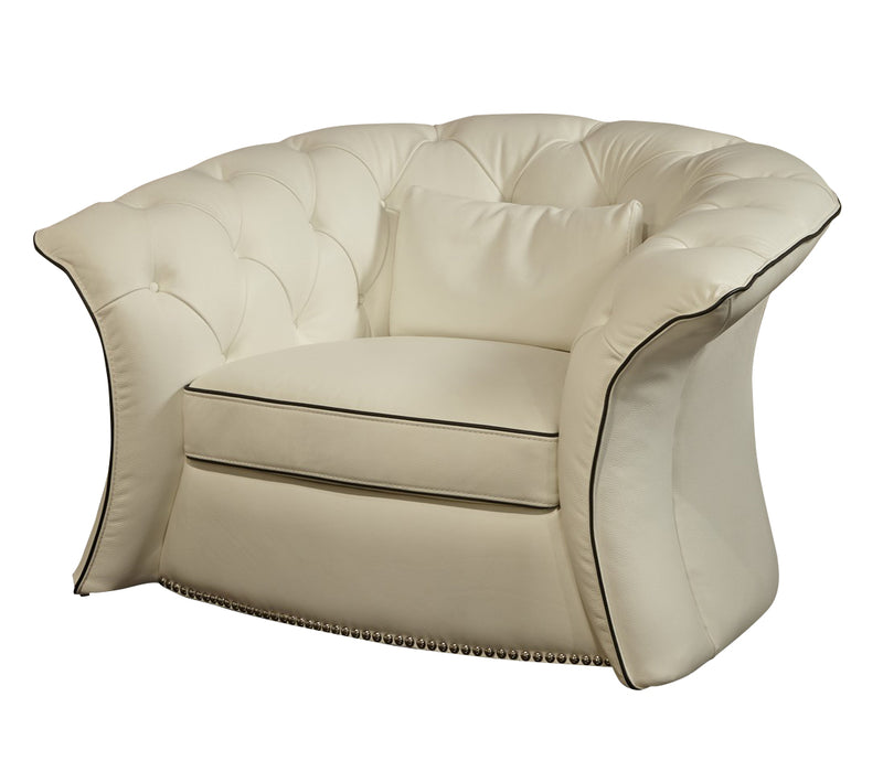 AICO Mia Bella Molisa Leather Flare Arm Chair in White MB-MLISA35-WHT-00 image