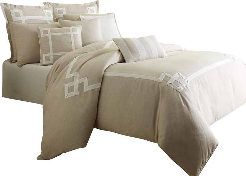 AICO Avenue A 9-pc Queen Comforter Set in Natural  BCS-QS09-AVENU-NAT image