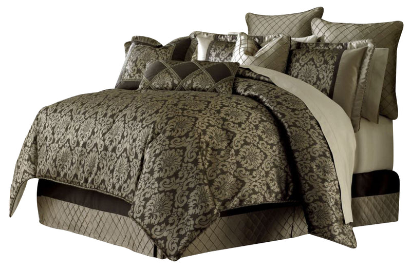 AICO Imperial 9-pc Queen Comforter Set in Bronze BCS-QS09-IMPERL-BRZ image