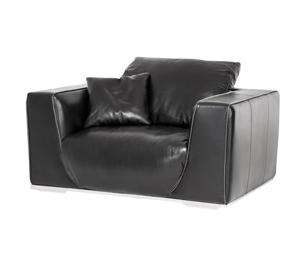 AICO Mia Bella Sophia Leather Chair and a Half in Onyx MB-SOPHI38-ONX-13 CLOSEOUT image