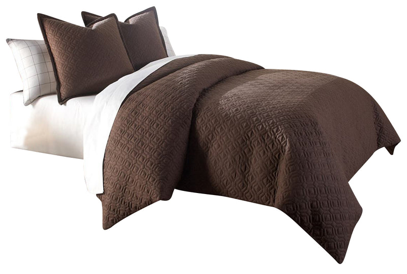 AICO Leigh 3-pc Queen Coverlet/Duvet Set in Cocoa BCS-QD03-LEIGH-COC image