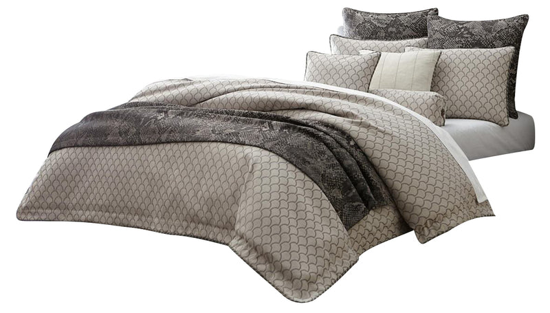 AICO Paragon 9-pc Queen Comforter Set in Taupe BCS-QS09-PRAGN-TAUP image
