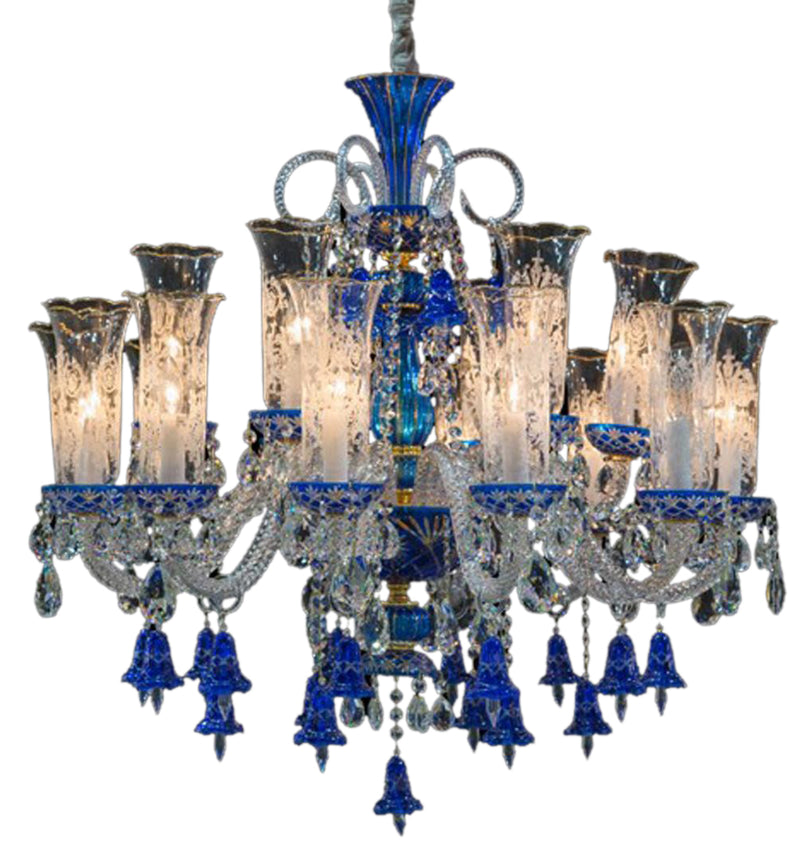 Aico Lighting Winter Palace 18 Light Chandelier in Blue, Clear and Gold LT-CH928-18GLD image