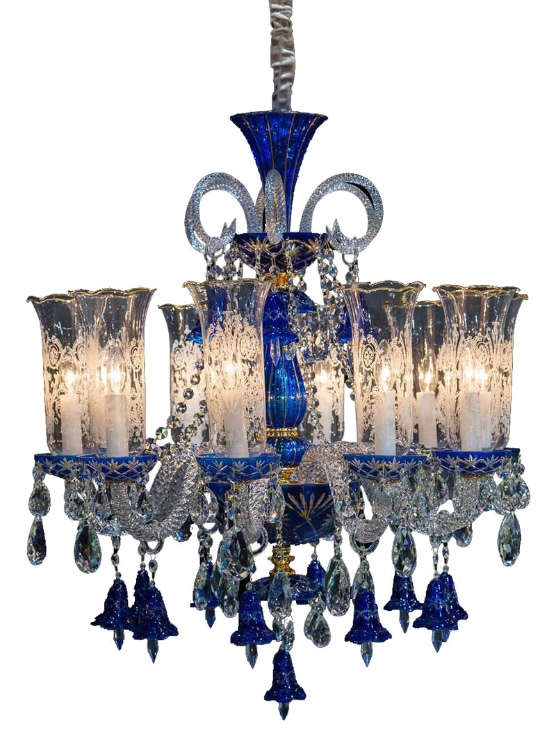 Aico Lighting Winter Palace 10 Light Chandelier in Blue, Clear and Gold LT-CH927-10GLD image