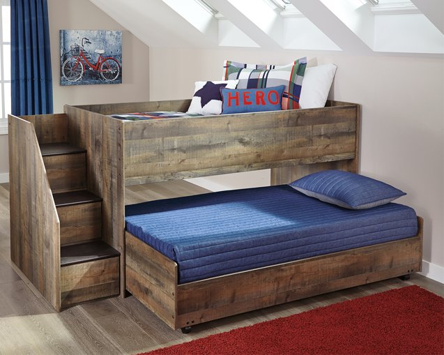 Trinell Twin Loft Bed with Pull-out Caster Bed image