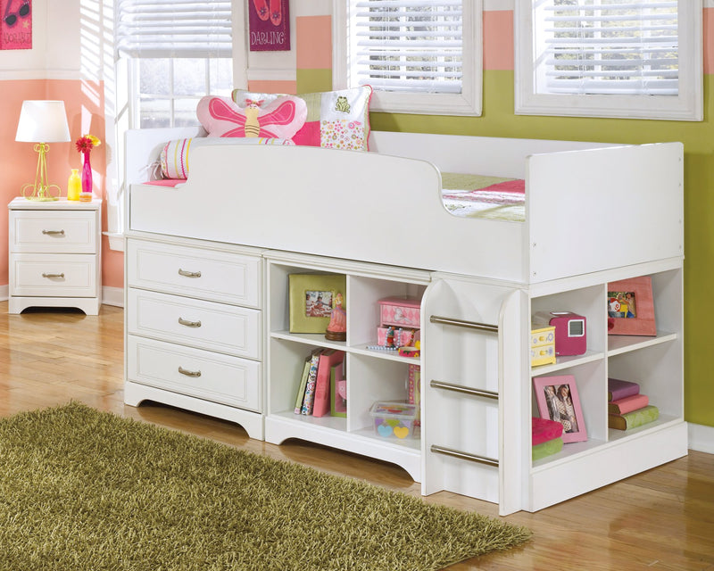 Lulu Twin Loft Bed with 3 Drawer Storage and Bookcase image