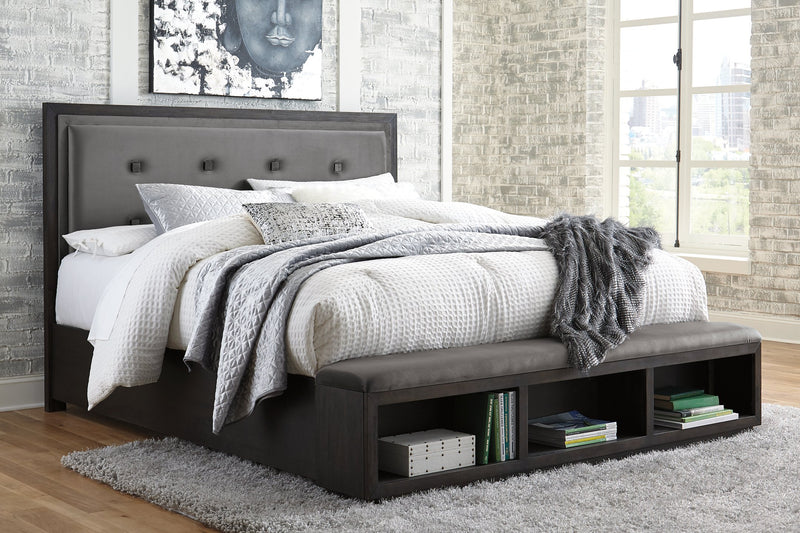 Hyndell King Upholstered Panel Bed with Storage image