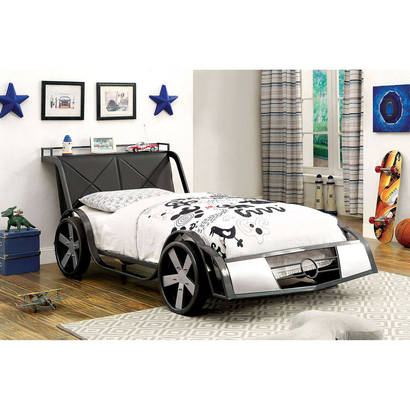 GT RACER Silver/Gun Metal Twin Bed image