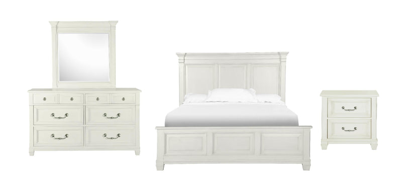 Magnussen Furniture Brookfield King Panel Bed in Cotton White