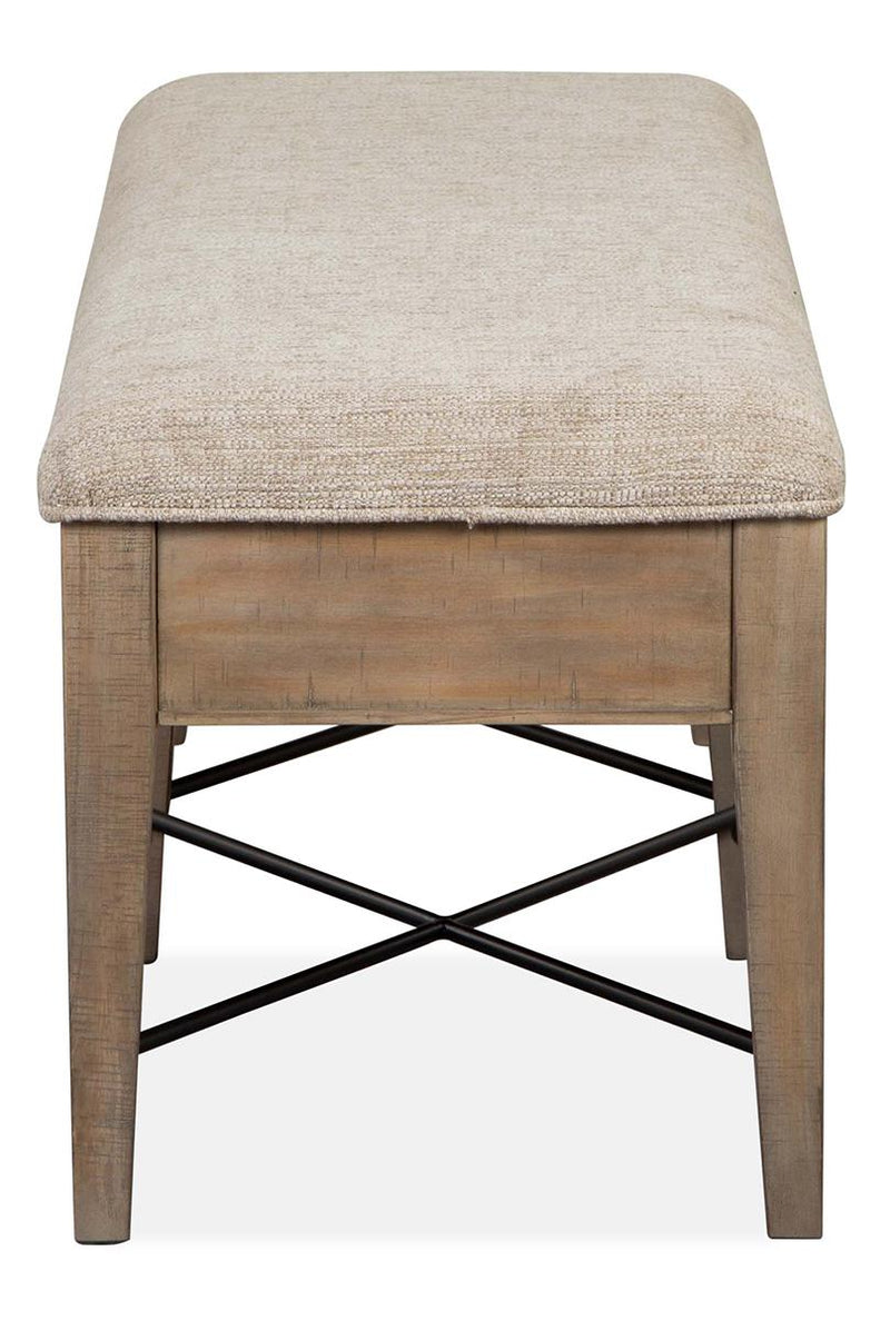 Magnussen Furniture Paxton Place Bench w/ Upholstered Seat in Dovetail Grey