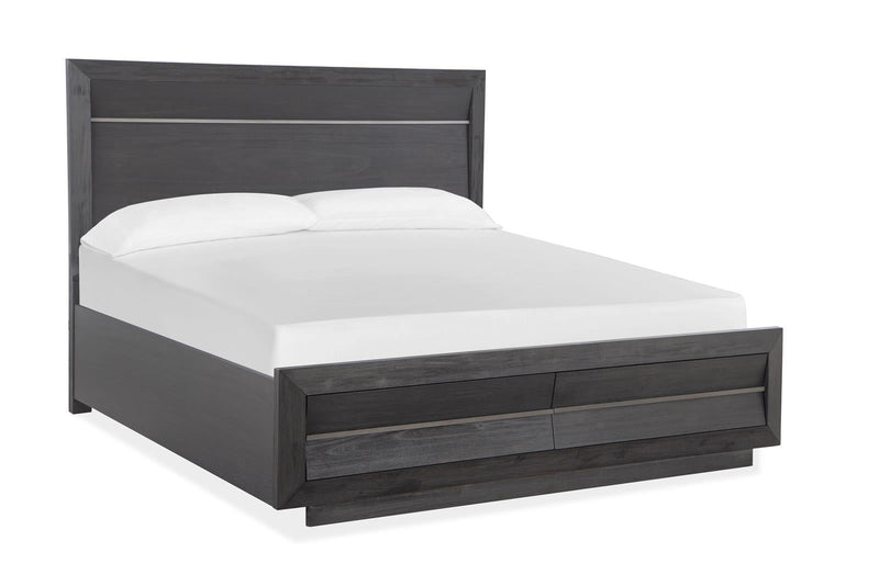 Magnussen Furniture Wentworth Village California King Wood/Metal Panel Bed in Sandblasted Oxford Black