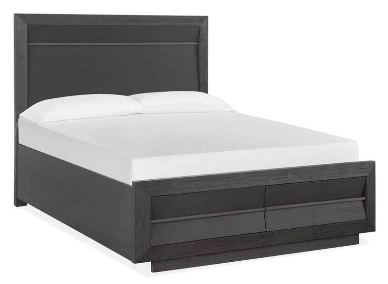 Magnussen Furniture Wentworth Village King Wood/Metal Panel Storage Bed in Sandblasted Oxford Black B4995-64A