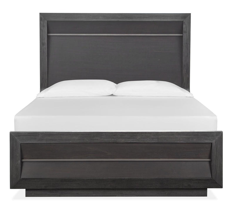 Magnussen Furniture Wentworth Village Queen Wood/Metal Panel Bed in Sandblasted Oxford Black image