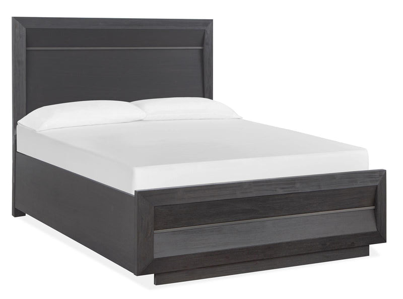 Magnussen Furniture Wentworth Village Queen Wood/Metal Panel Bed in Sandblasted Oxford Black