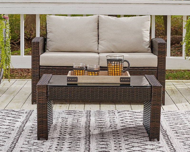 East Brook Outdoor Loveseat with Table (Set of 2) image