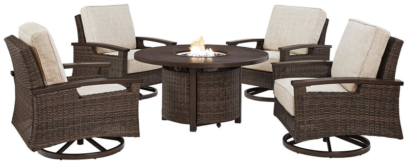 Paradise Trail 5-Piece Outdoor Fire Pit Table and Chair Set image