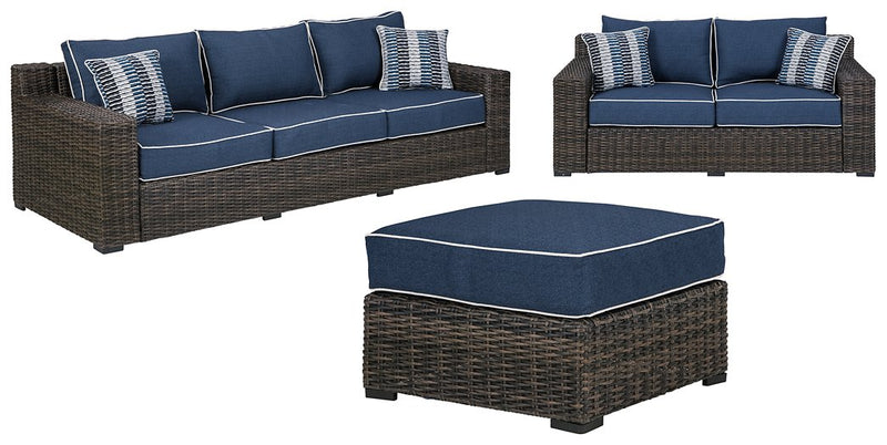 Grasson Lane 3-Piece Outdoor Sofa and Loveseat with Ottoman image