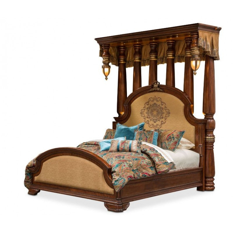 AICO Grand Masterpiece King Half Tester Bed (7 pc) in Royal Sienna 9050000EKCAN-402 CLOSEOUT image