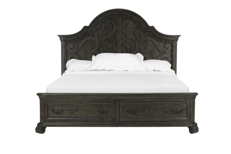 Magnussen Furniture Bellamy Queen Shaped Panel Storage Bed in Peppercorn B2491-55B image