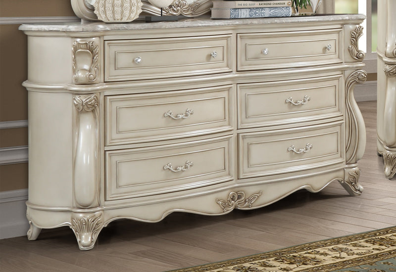 New Classic Furniture Monique Dresser w/ Marble Top in Pearl B992-050M image