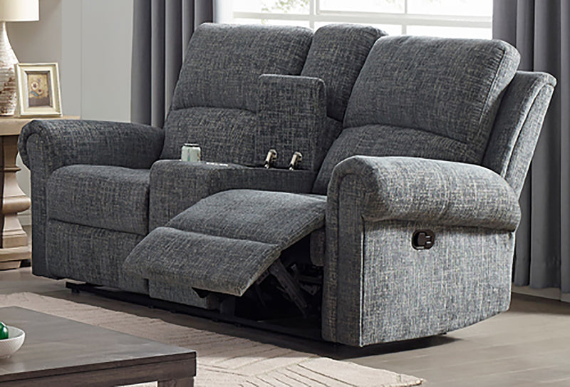 New Classic Furniture Connor Console Loveseat with Dual Recliners in Gray U1172-25-GRY image