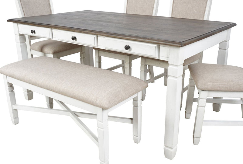 New Classic Furniture Prairie Point 6 Drawer Rectangular Dining Table in White D058W-10 image