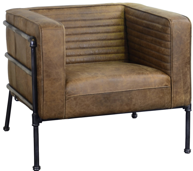 Pulaski Industrial Channeled Leather and Metal Accent Chair in Aged Brown D296-701-1 image