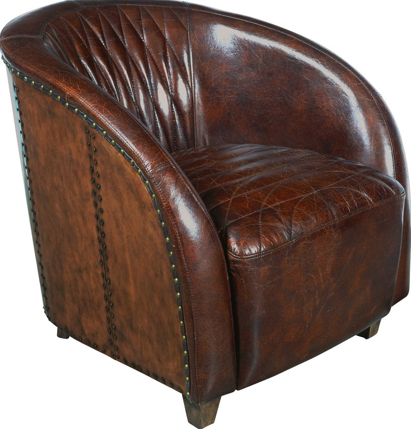 Pulaski Continental Quilted Leather and Copper Club Chair in Chestnut Brown D296-702-1 image