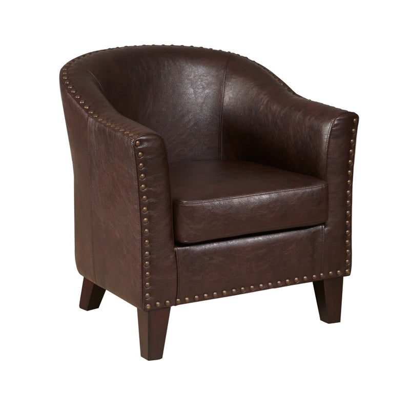 Pulaski Brown Faux Leather Barrel Accent Chair DS-2278-900-2 image