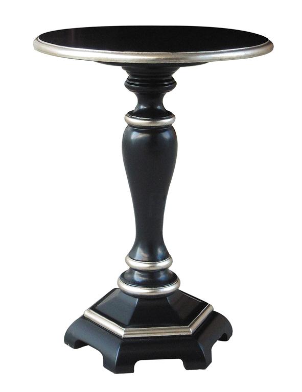 Pulaski Round Pedestal Table in Black and Silver DS-730004 image