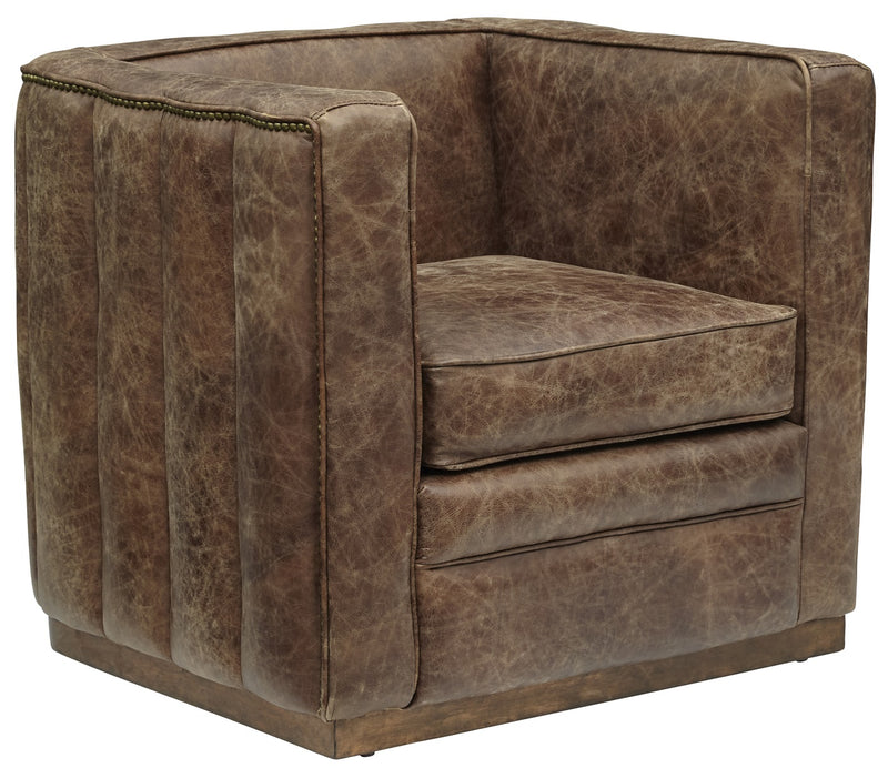 Pulaski Channel Tufted Sheltered Leather Chair in Mocha Brown DS-D229-712 image