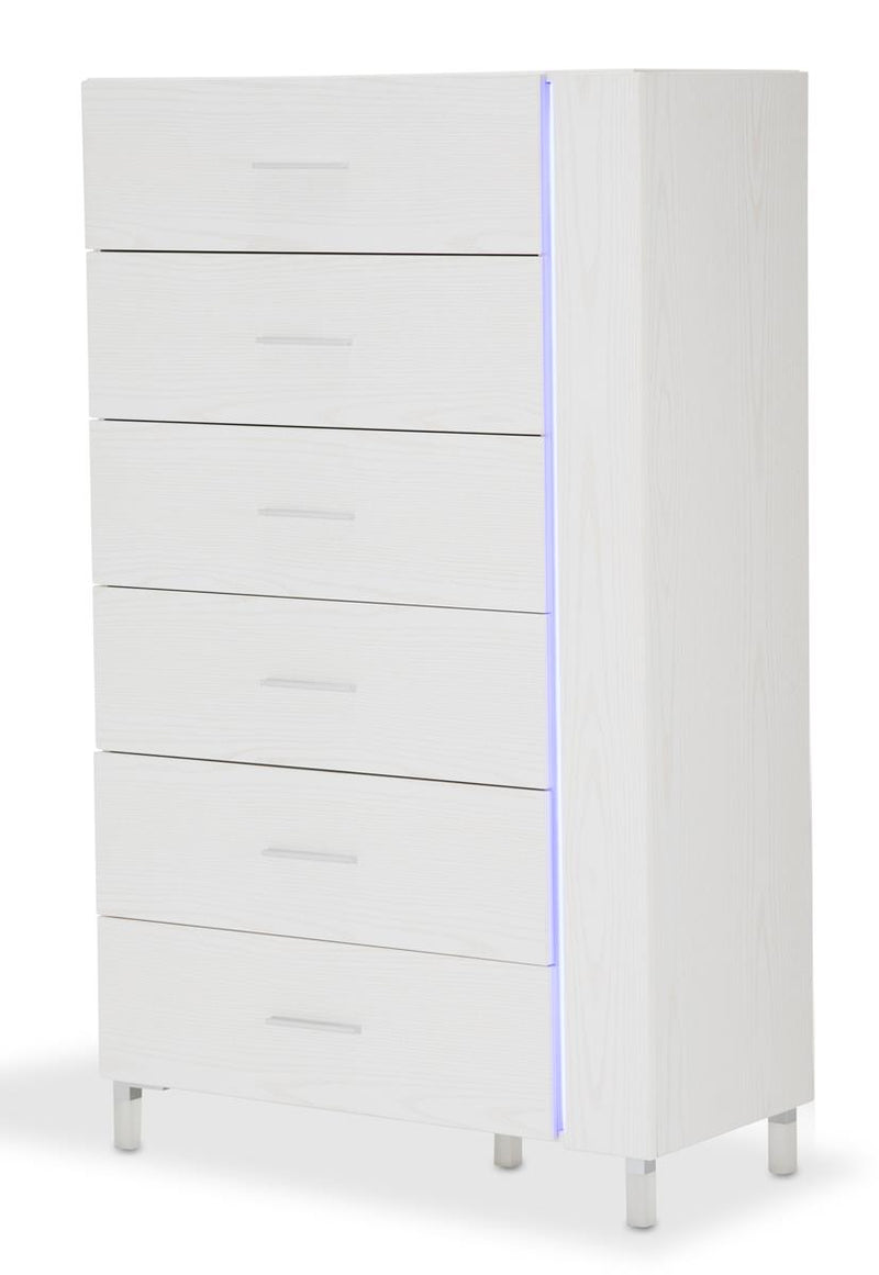 Aico Lumiere 6 Drawer Chest with LED Lights in Frost 9013670-104 image