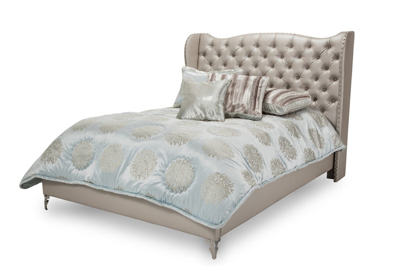 AICO Hollywood Loft Cal King Upholstered Platform Bed in Frost image