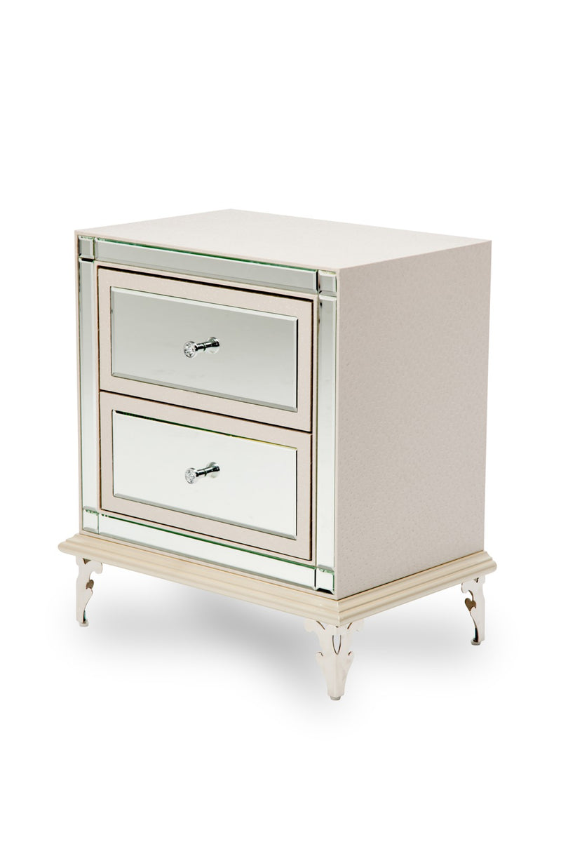 AICO Hollywood Loft Upholstered Nightstand in Frost image