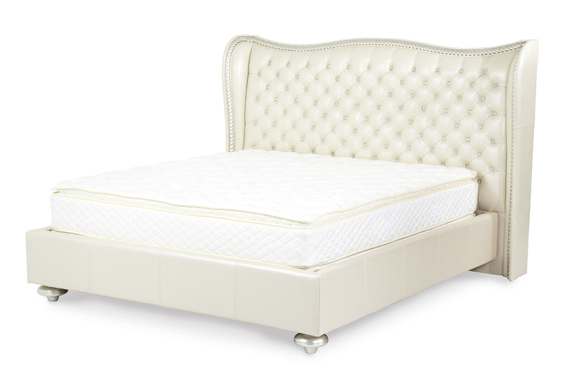 AICO Hollywood Swank King Upholstered Platform Bed in Pearl image
