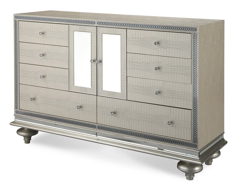 AICO Hollywood Swank Upholstered Dresser in Crystal Croc 03050-09 image