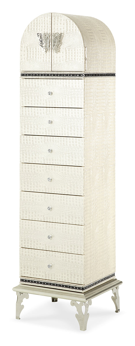 AICO Hollywood Swank Upholstered Swivel Lingerie Chest in Crystal Croc 03062-09 image