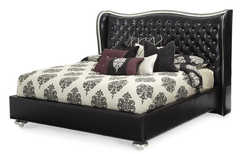 AICO Hollywood Swank King Upholstered Platform Bed in Starry Night image