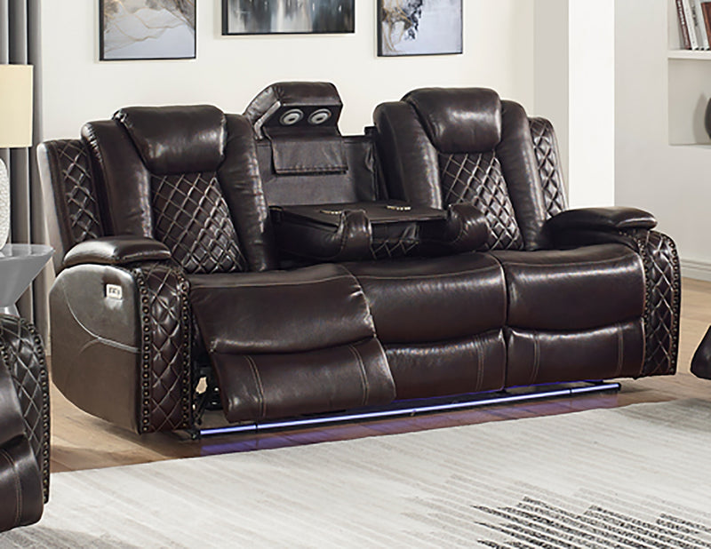 New Classic Furniture Joshua Sofa with Dual Recliner in Dark Brown L1716-30-BRN image