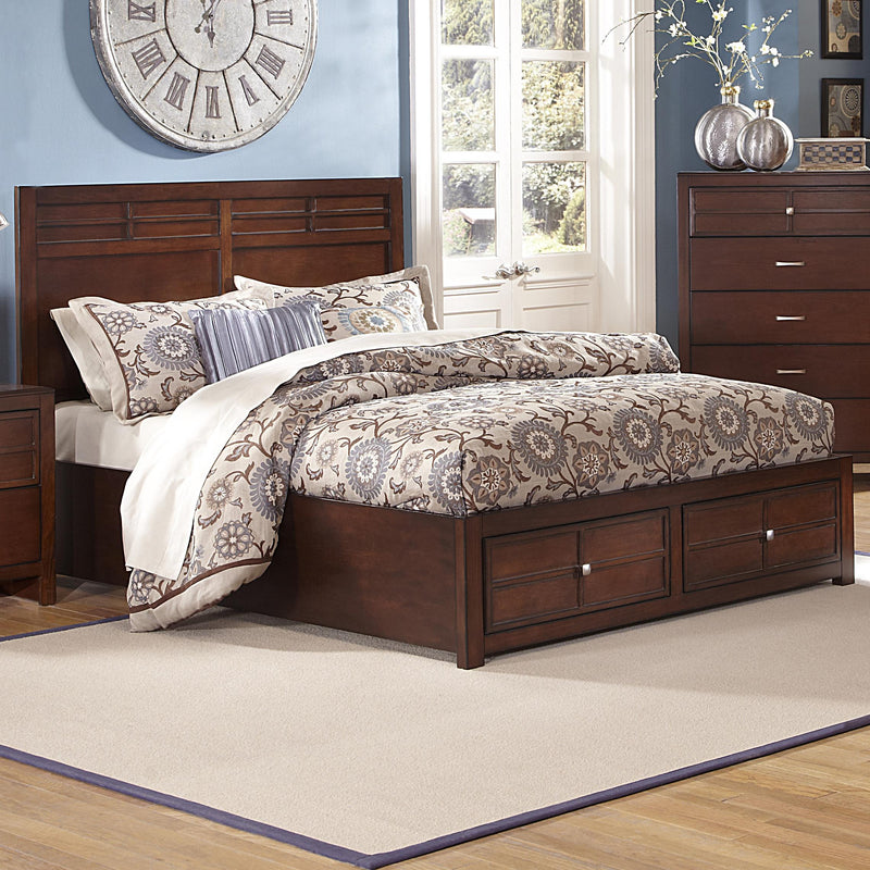 New Classic Kensington California King Low Profile Bed with Storage Footboard in Burnished Cherry 00-060-2KW image