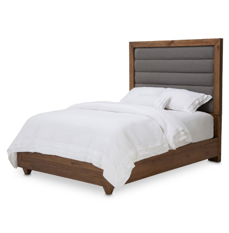 AICO Brooklyn Walk Queen Channel Tufted Panel Bed in Burnt Umber KI-BRKW012QN-408 image