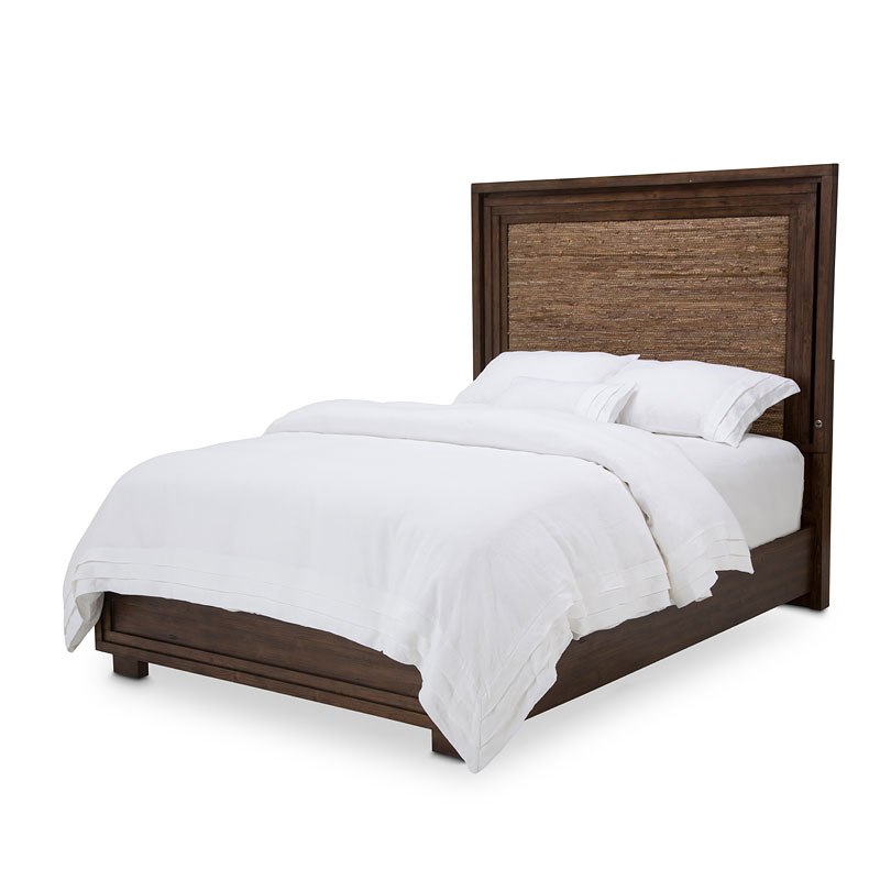 Aico Carrollton California King Panel Bed with Fabric Insert in Rustic Ranch KI-CRLN000CK-407 image