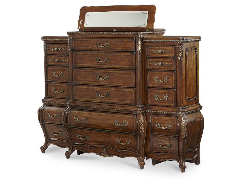 AICO Lavelle Melange 6-Drawer Chest w/Side Piers in Warm Brown 54070-4-34 CLOSEOUT image