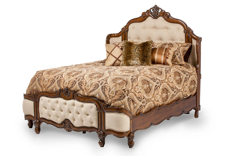 AICO Lavelle Melange Queen Wing Mansion Bed in Warm Brown 54000MQNW3-34 CLOSEOUT image