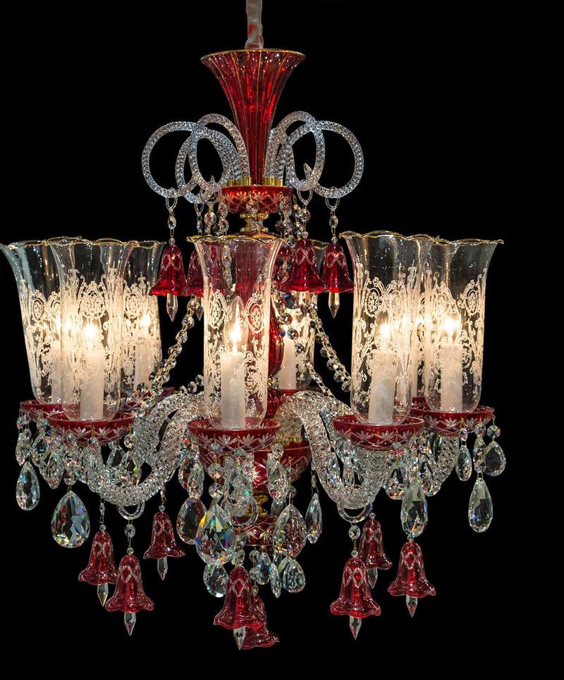 Aico Lighting Winter Palace 8 Light Chandelier in Red, Clear and Gold LT-CH926-8GLD image