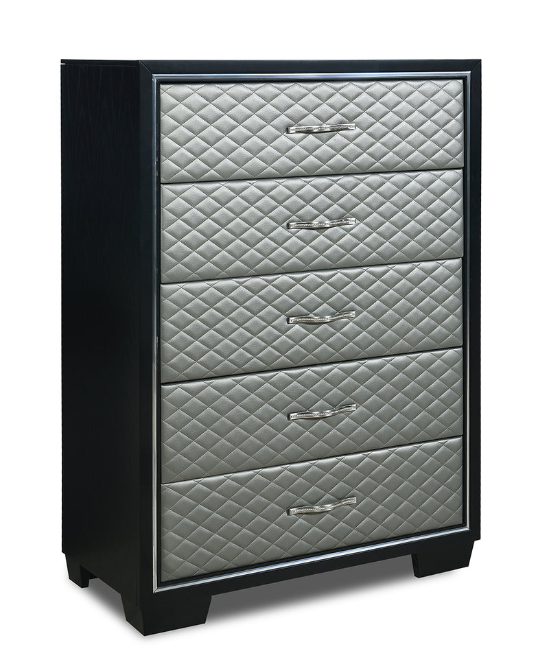 New Classic Furniture Luxor 5 Drawer Chest in Black/Silver B2025-070 image