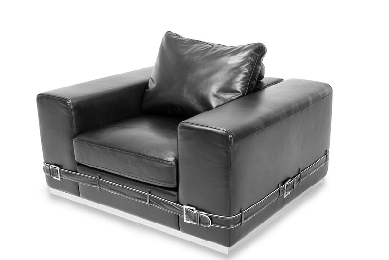 AICO Mia Bella Ciras Leather Mansion Chair in Black MB-CIRAS35-BLK-13 CLOSEOUT image