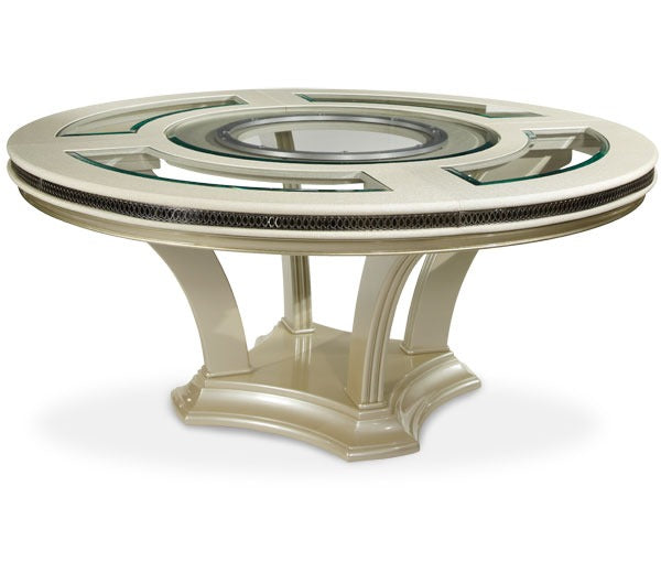 AICO Hollywood Swank Round Dining Table in Pearl Caviar image