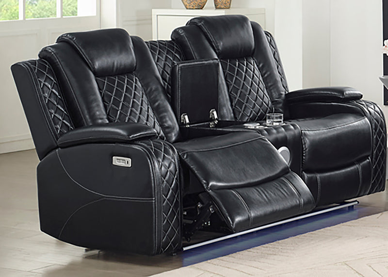 New Classic Furniture Orion Console Loveseat with Dual Recliners in Black U1769-25-BLK image